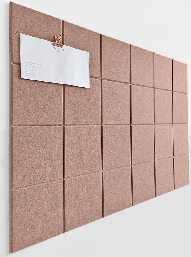 Cork Board 24 x36 Alternative - 6 Pack Felt Wall Tiles with Safe Removable Adhesive Tabs, Cork Boards for Walls Cork Board for Home Office Pin Board Tack Board - Terracotta-DeskLoop Office