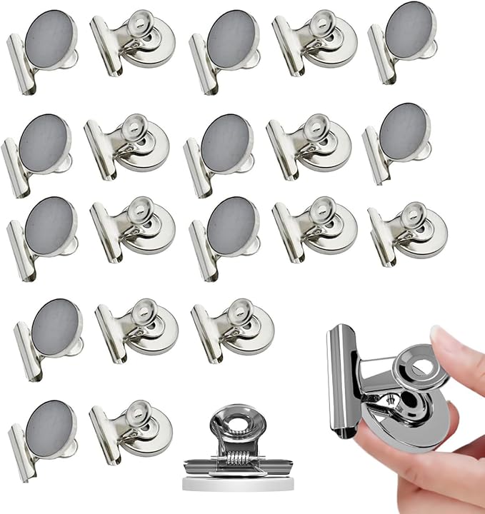 Strong Magnetic Clips, 20 Pack, 1.57 Inch, 40 mm, Refrigerator Magnet Clips by Makanu
