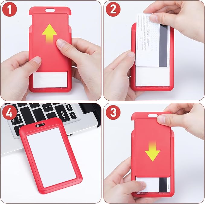 15 Pack Sliding ID Badge Holder Vertical Hard Plastic Card Case Protector Pouch - Image 5