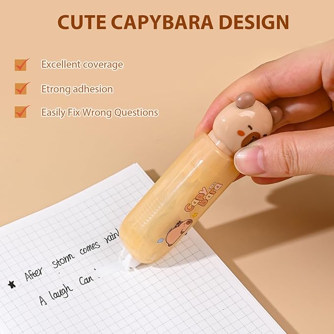 Cute Capybara Correction Tape, Mini Retractable Correction Tape Pen, - Image 5