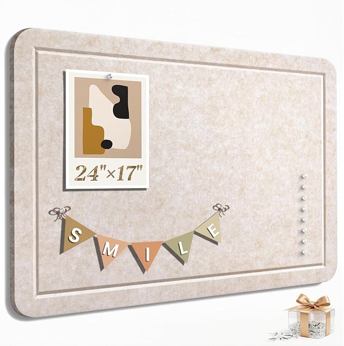 Large Bulletin Board, 24 X 17 Inches Felt Cork Board by Subeauty