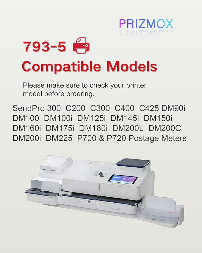 2-Pack 793-5 Red Fluorescent Ink Cartridge Replacement for Pitney Bowes 793-5 Red Ink for Postage Meters DM100i, DM125i, DM150i, DM175i, DM200L, DM225, SendPro 300, C200, C300, C400, C425, 35ml-DeskLoop Office