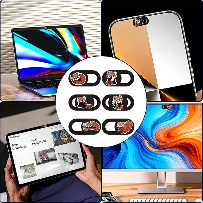 6Pcs 6 Styles Red Panda Camera Cover Slide Cute Privacy Guard Accessories - Image 5
