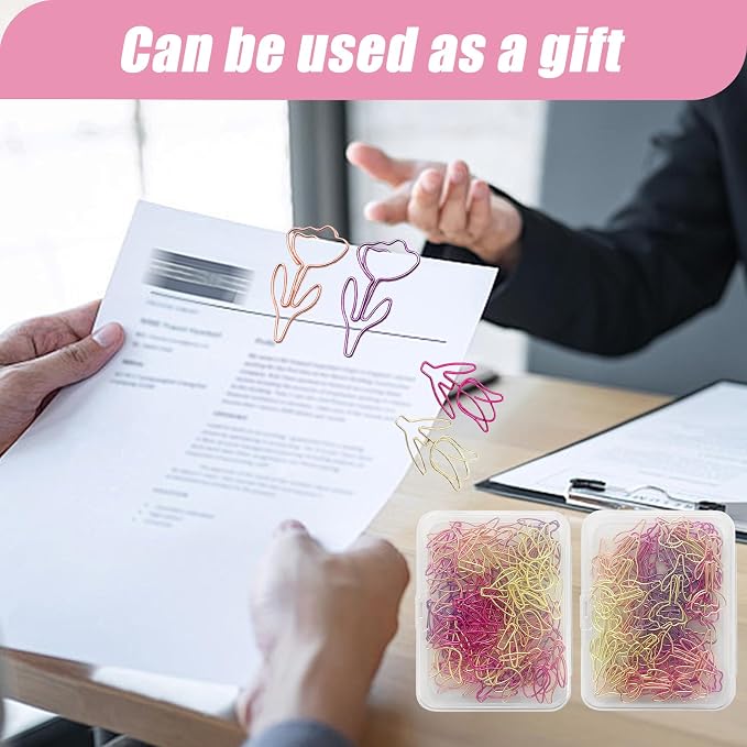 80 Pcs Cute Flower Paper Clips Set, Floral Paper Clips - Image 7