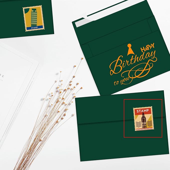 100 Packs Green 4x6 Envelopes for Invitation Card, A6 Small Envelopes Self Seal - Image 6