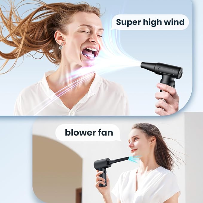 Electric Compressed Air Duster - 32,0000 RPM Rechargeable Cordless Air Blower for PC, Computer Keyboard Cleaning Kit - Mini Battery Powered Air Duster for Electronics, Car, Home - Replaces Air Cans-DeskLoop Office
