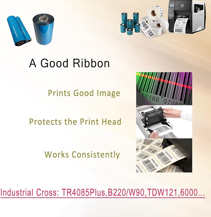 6.5'' x 1476' Premium Resin Enhanced Wax Ribbon, 165mm x 450m Black Thermal Transfer Ribbon, Barcode Thermal Label Printer Ribbon, CSO-Ink Outside, 1'' Core for Zebra, TSC, GoDex, Citizen (1 Roll)-DeskLoop Office