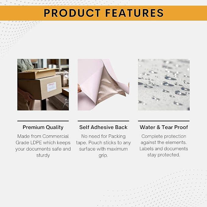 100 Pack 6"x10" Shipping Label Sleeves – Clear Self-Adhesive Packing Slip - Image 3