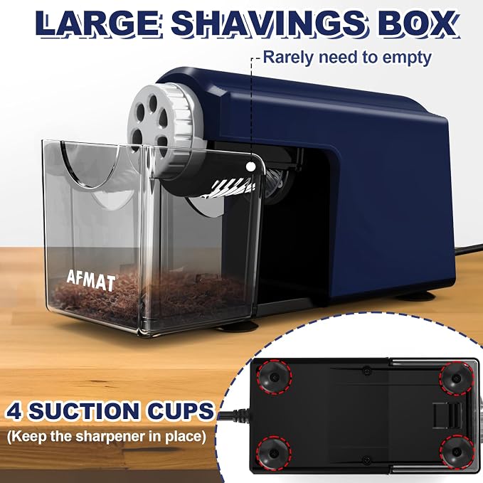 AFMAT Electric Pencil Sharpener Heavy Duty, 6-Hole Classroom Pencil Sharpener - Image 6