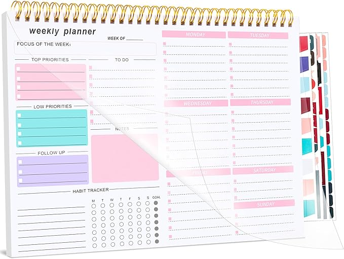 Weekly To Do List Notepad, 8.5''x11'' Weekly Desk Planner by Thboxes