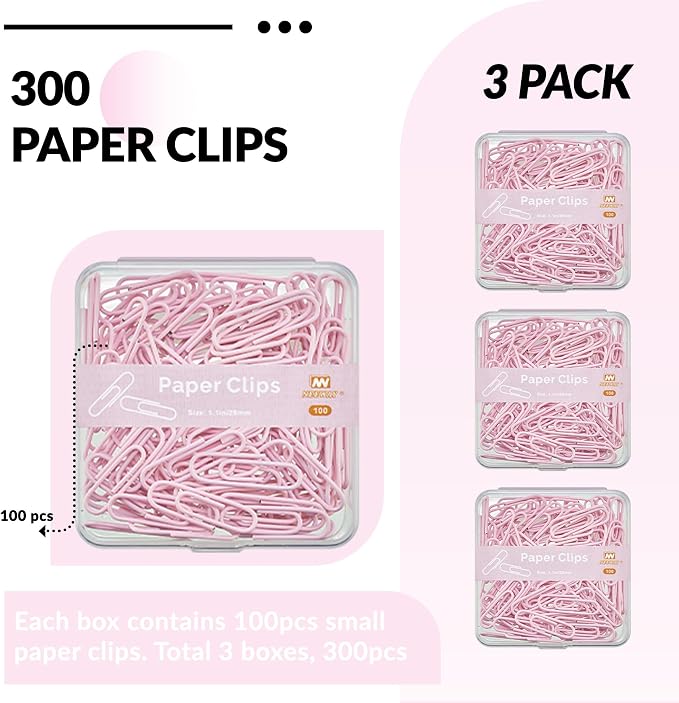 NEEWAY Small Paper Clips, 1.1 Inch Vinly Coated Colored Paperclips, 3 Pack of - Image 3