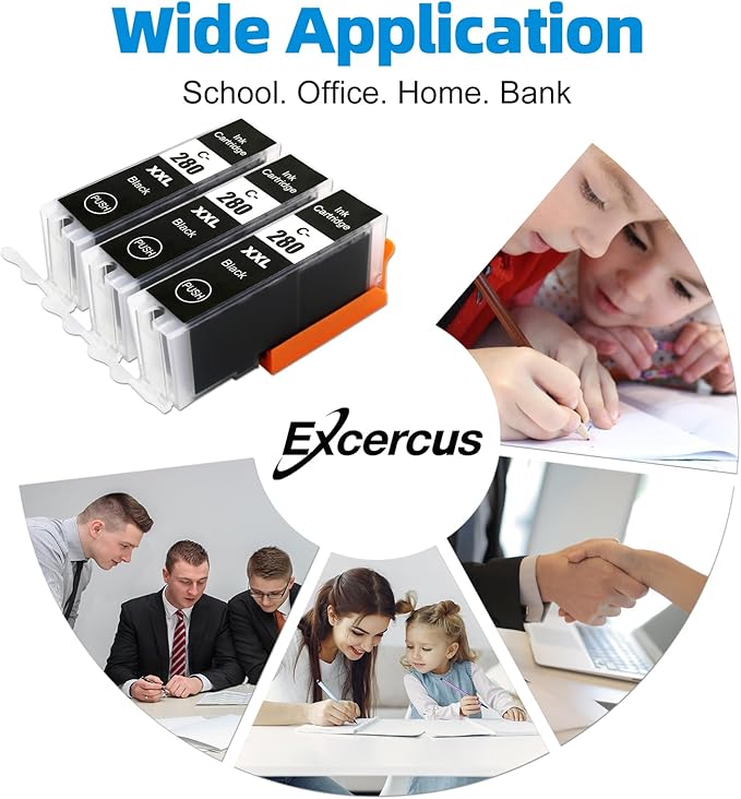 Compatible Ink Cartridge Replacement for for Canon pg280 bk PGI-280 PGI-280XXL BK Black Ink TankWorks for PIXMA TR7520 TR8520 TR8620 TS6120 TS6320 TS8220 TR8622 TS9120 Printers（3Pack）-DeskLoop Office