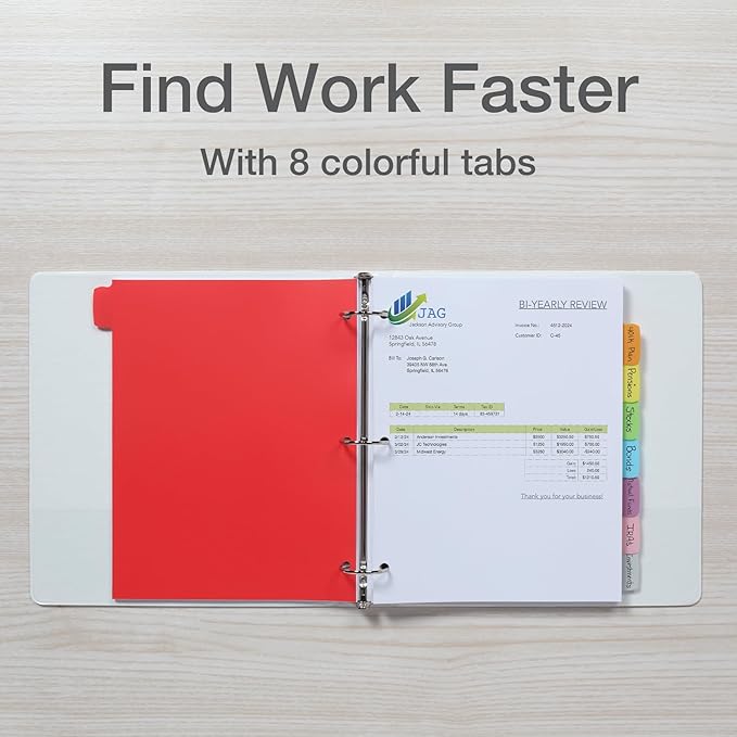 Oxford Poly Binder Dividers, 3 Hole Punch Organizers, 8 Tab Write and Erase - Image 4