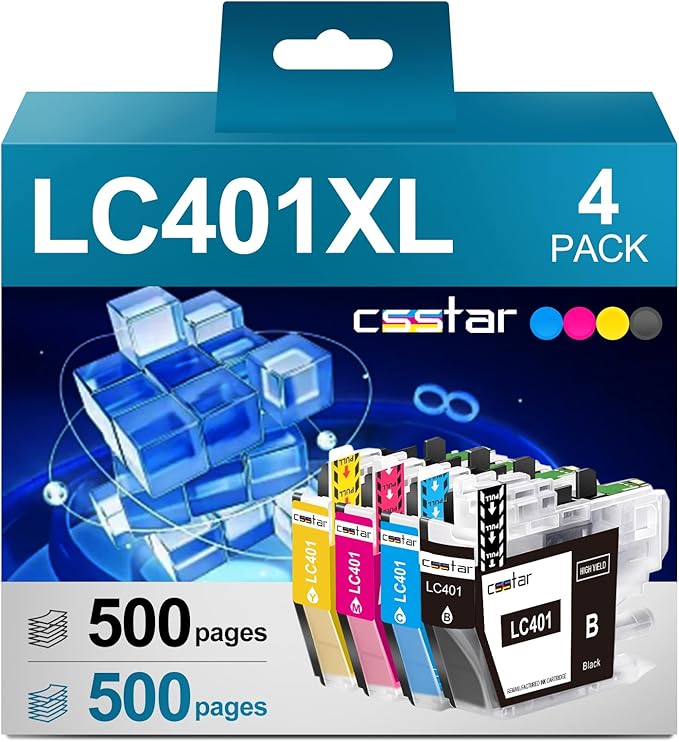 LC401XL Ink cartridges Compatible Replacement for Brother MFC-J1010DW MFC-J1170DW MFC-J1012DW Printers(4 Pack, BK/C/M/Y)-DeskLoop Office