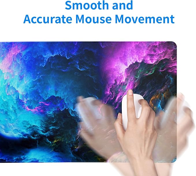 Dazzling Galaxy Gaming Mouse Pad 27.6x11.8 Inch Blue Purple Galaxy Nebula - Image 7
