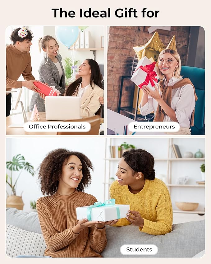 MUNBYN Portable Printers Wireless for Travel ITP04, Inkless Printer, Thermal Bluetooth Printer, Support 8.5x11&A4 Thermal Paper, Compatible with Android and iOS Phone & Laptop, Small Printers (White)-DeskLoop Office