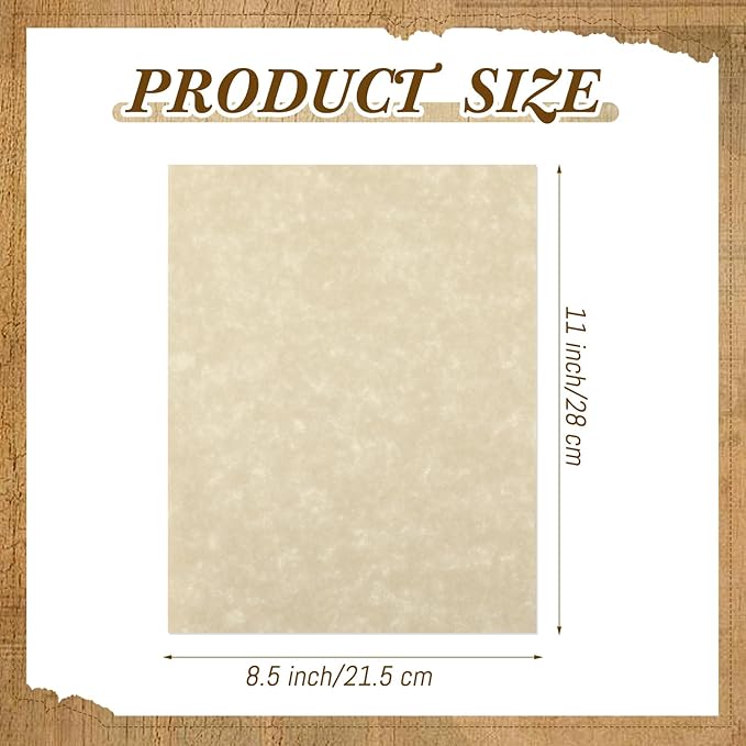 Epakh 200 Pcs Old Age Parchment Paper 8.5 x 11 Inch Standard Letter Vintage Colored Old Parchment Semblance Double Side Printing Paper (Fragrant Wood)-DeskLoop Office