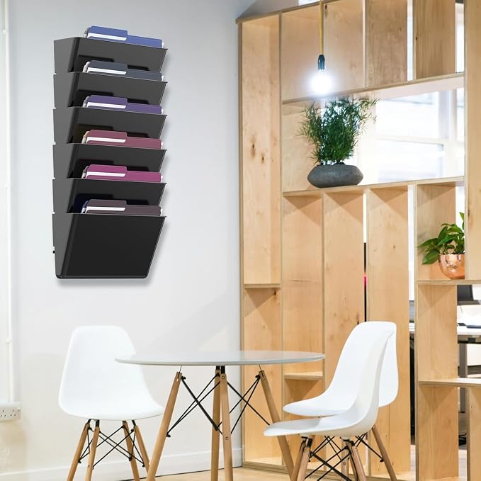 MINDEPOT 5 Pockets Acrylic Wall File Organizer, Plastic Hanging Wall File Holder - Image 6