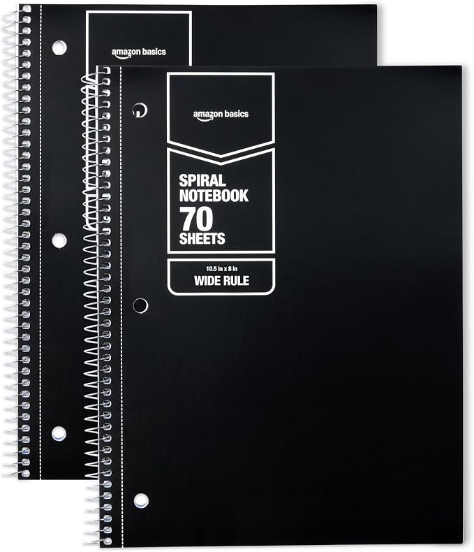 Amazon Basics Wide-Ruled Spiral Notebooks, 70 Sheets by AmazonBasics