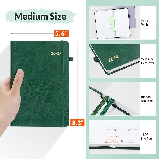 SUNEE 2026-2027 Weekly & Monthly Hardcover Planner 5.5" x 8.3" - Image 4