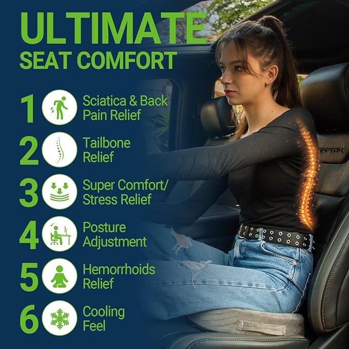 Gel Seat Cushion – Office Chair Cushion – Non-Slip Gel Memory Foam Coccyx Cushion for Tailbone Pain - Desk Chair Car Seat Cushion Driving - Sciatica Back Pain Relief, Velvet, Grey-DeskLoop Office