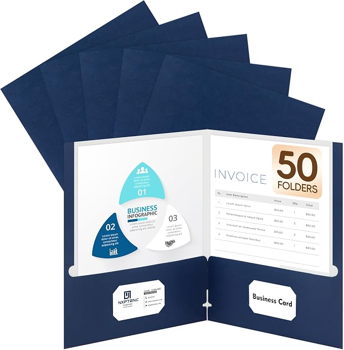 50 Packs Two Pocket Folders, Two Pocket File Folders by Unknown
