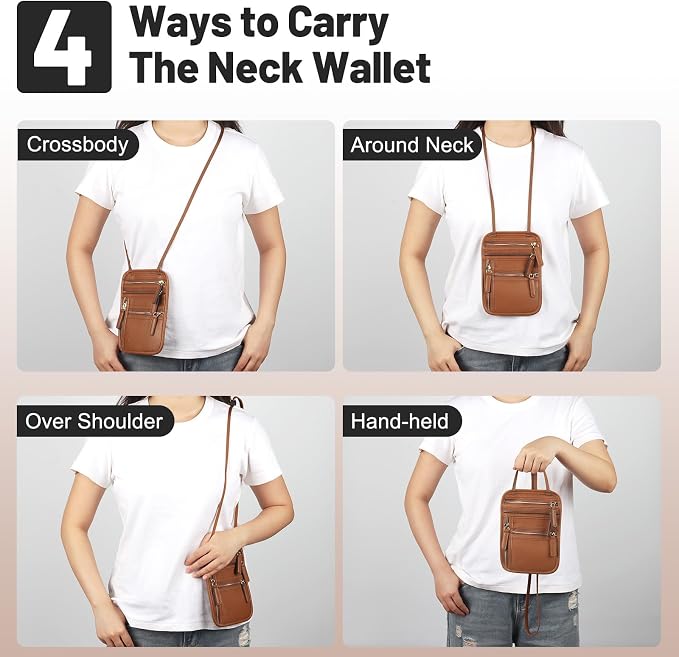 Sizobi Neck Wallet for Traveling Women Men, RFID Blocking Leather Passport - Image 3