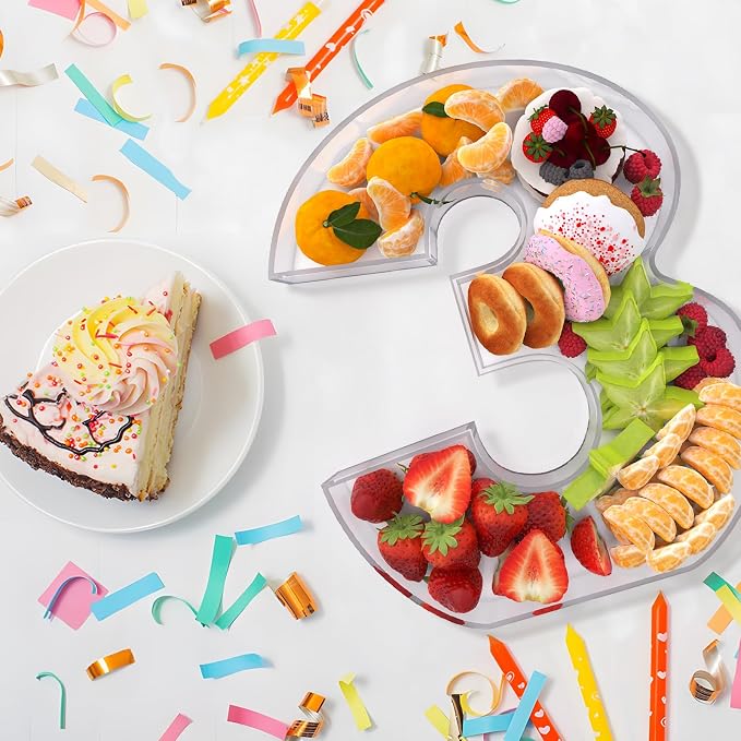 11" Acrylic Number Charcuterie Board Box, Reusable Fillable Number Cake Candy - Image 4