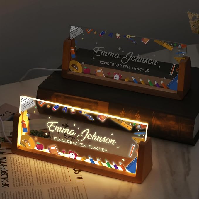 Custom Light Up Name Plate for Desk, Personalized LED Acrylic Name Sign - Image 2