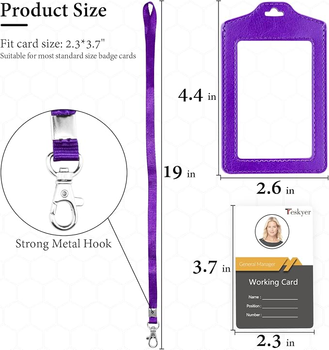 Teskyer 2 Pack Double Sided Clear Badge Holder - Image 3