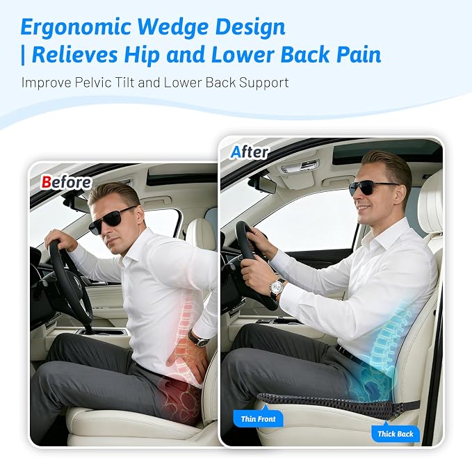 Wedge Car Seat Cushion for Better Visibility & Sciatica Pain Relief - Image 5