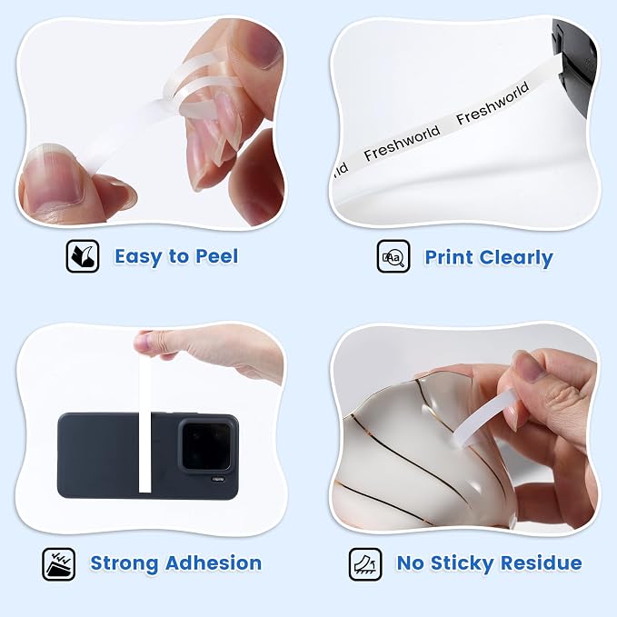 Freshworld 6X Replace for DYMO Label Maker Refills D1 1/4 Inch x 23Ft White | - Image 5