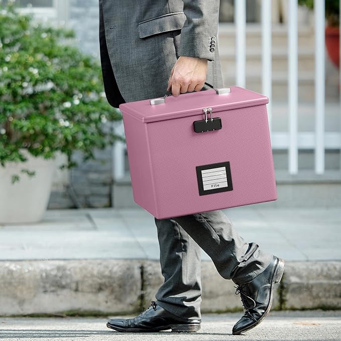 Pink Fire Proof File Box for Documents - Image 7