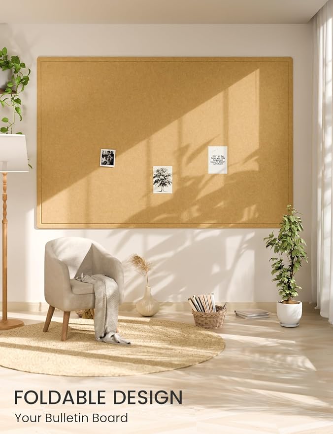 Fluxynara Large Bulletin Board, 70.8" x 47.2" Cork Board Alternative - Image 6