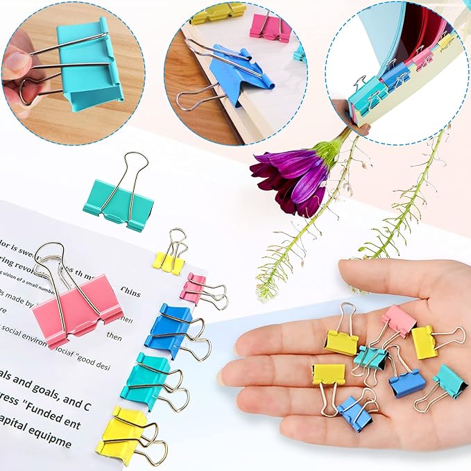 Paper Clips Binder Clips, Colored Office Clips Set - Image 4