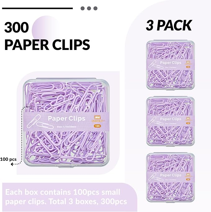 NEEWAY Small Paper Clips, 1.1 Inch Vinly Coated Colored Paperclips, 3 Pack of - Image 3