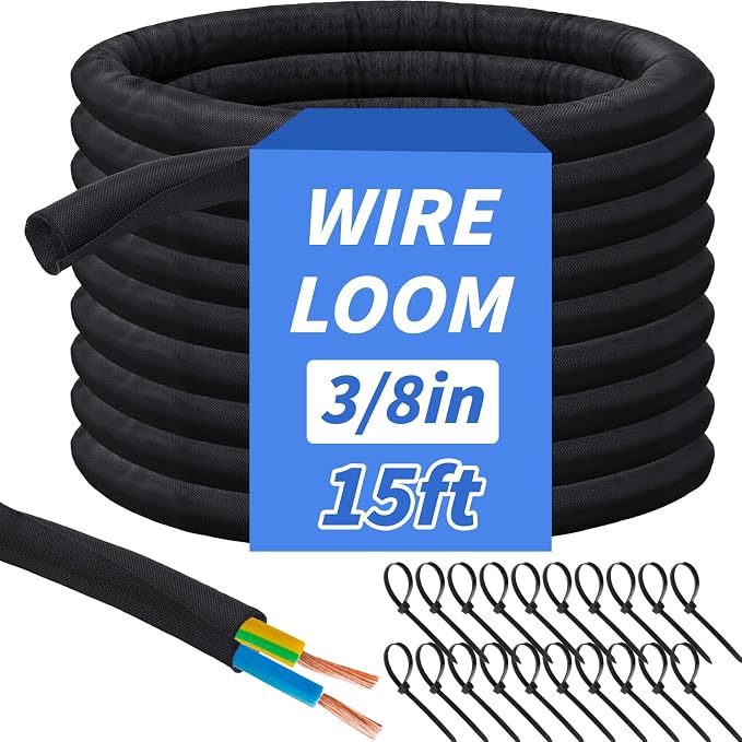 15FT Split Braided Sleeve Cable Management, 3/8 Inch Wire Loom Tubing Cord by Oleitodh