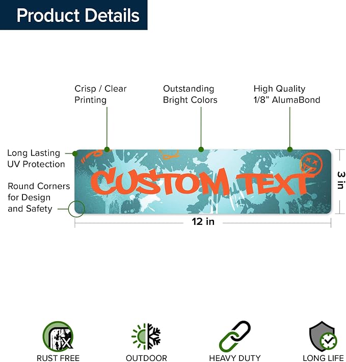 Custom Sign, Custom Street Sign, 11 Font Colors, 13 Font Styles, 4 Hole Options - Image 6