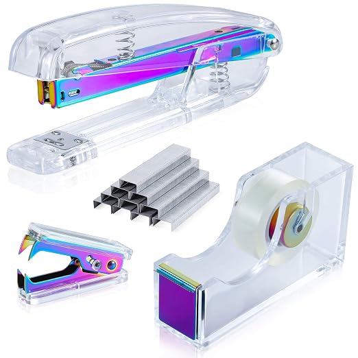 Colorful Acrylic Stapler Set | Durable Spring, 1000 Staples, Office & School by SEAKOS