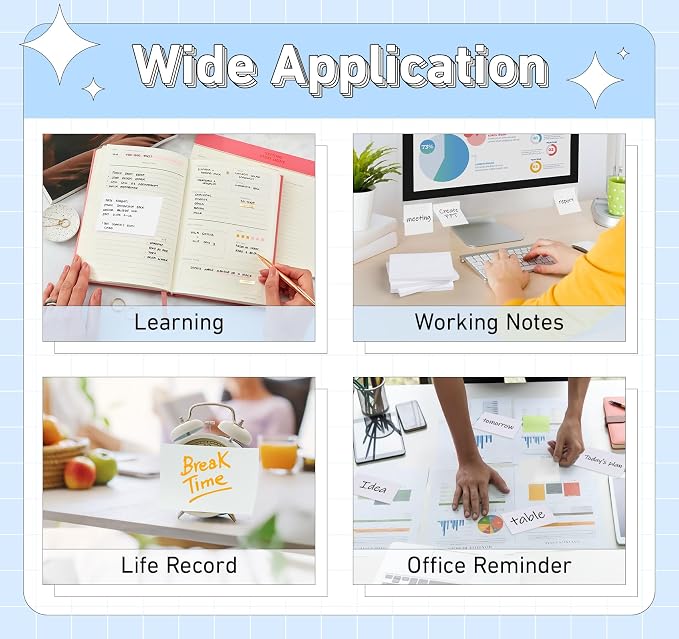 White Sticky Notes 3 x 5 in, 10 Pads Large Notepads, 100 Sheets/Pad Sticky Note - Image 7