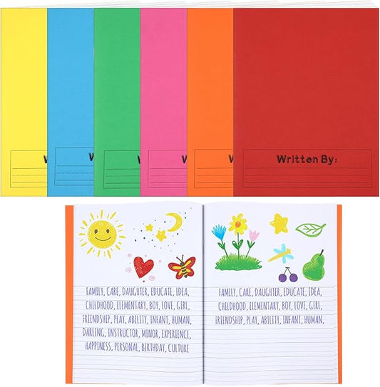 Henoyso 6 Pcs Primary Composition Notebook K-2 9 3/4 x 7 1/2 Inch Primary Journal, Back to School Supplies, Bulk Blank Writing Book for Kid to Write Draw Journal 60 Page Notebooks (Colorful)-DeskLoop Office