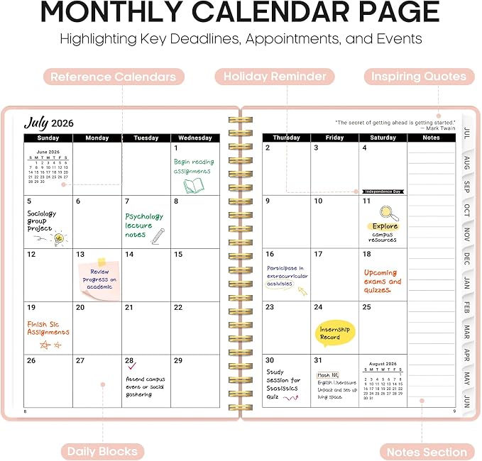 Planner 2026-2027, 8.5" x 11" Weekly and Monthly Academic Year Planner Calendar - Image 2
