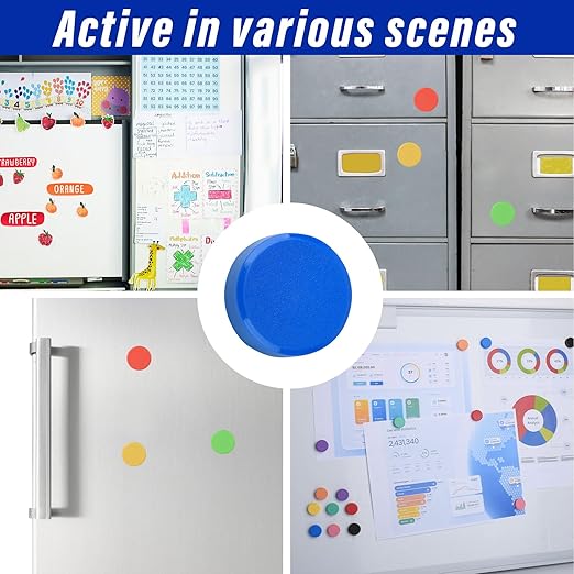 40 Pack Small Fridge Magnets,20MM Colorful Round Magnets for Whiteboard, 8 Colors Refrigerator Magnet,Small Cute Magnet for Decorative Locker Kitchen Office-DeskLoop Office