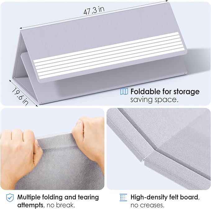 MaxGear Extra Large Bulletin Board 72" x 48", Foldable Felt Board Vision Board Supplies, Cork Board for Office, Home, School, Small Pin Boards for Walls Decorative Display Board Moonlight Gray-DeskLoop Office