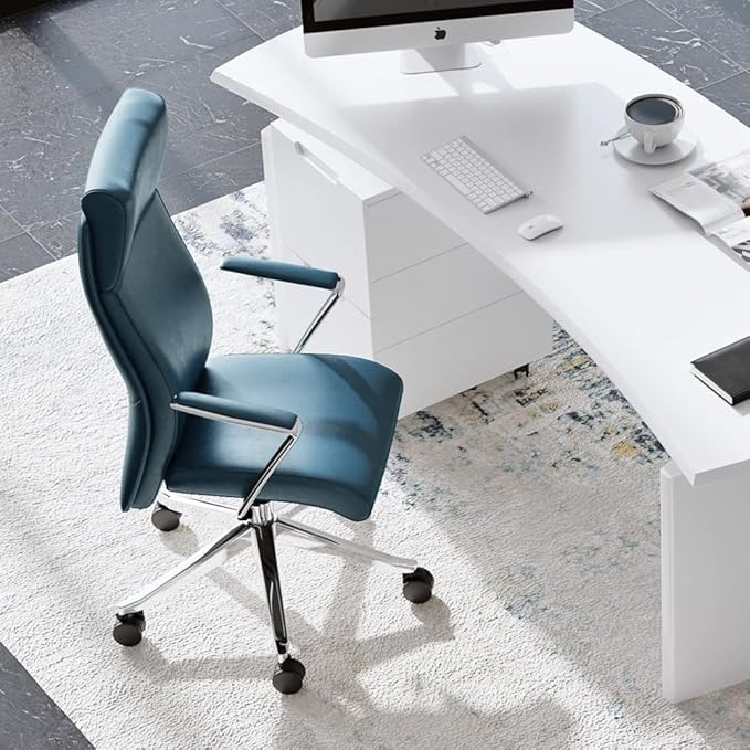 ZURI Draper Leather Executive Chair with Aluminum Frame Dark Teal-DeskLoop Office