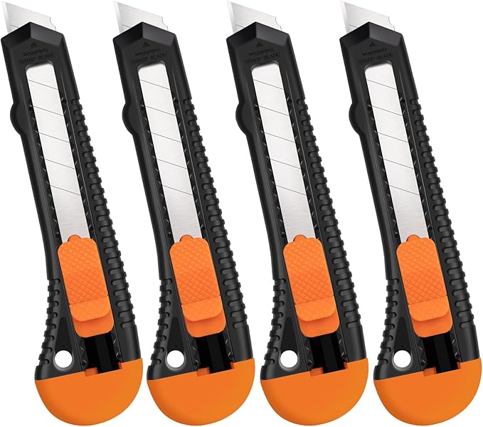 Retractable Utility Knife, 4 Pack Box Cutters by TIFICAL