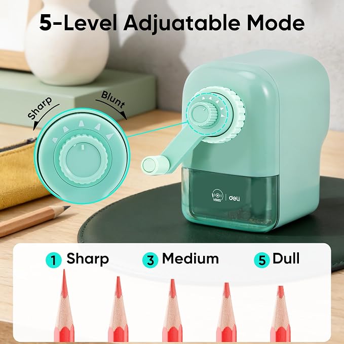 Deli Manual Pencil Sharpener for Classroom, 6.9-11mm No.2 /Colored Pencils - Image 3