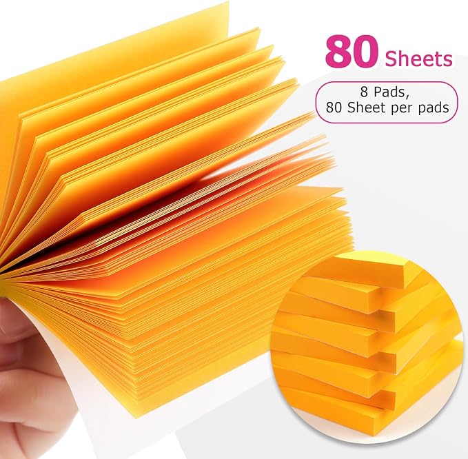 Sticky Notes 3x3 Self-Stick Notes Bright Colors Sticky Notes 8 Pads 80 Sheet/Pad - Image 4