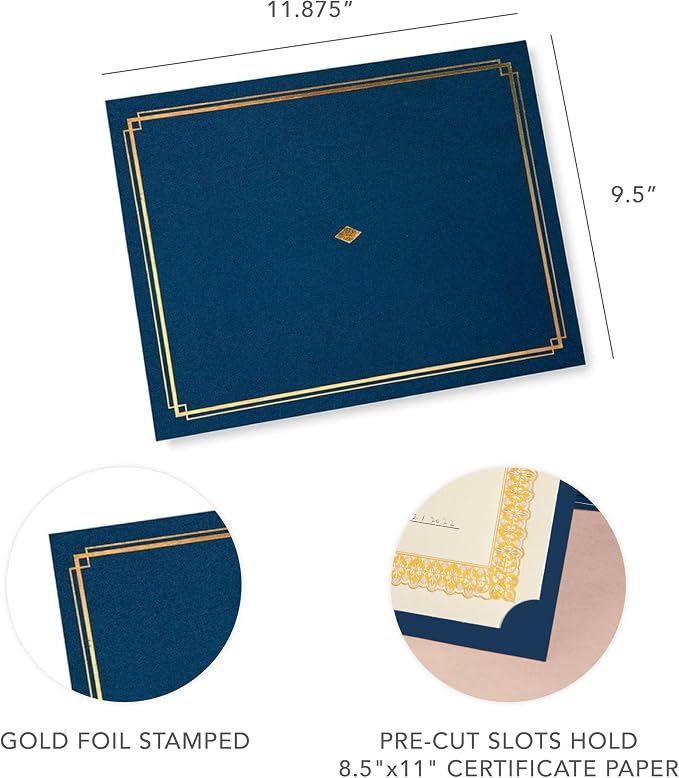 Gartner Studios Navy Blue Gold Foil Certificate Holders, 36 Ct, 8.5" x 11" | 36 - Image 5