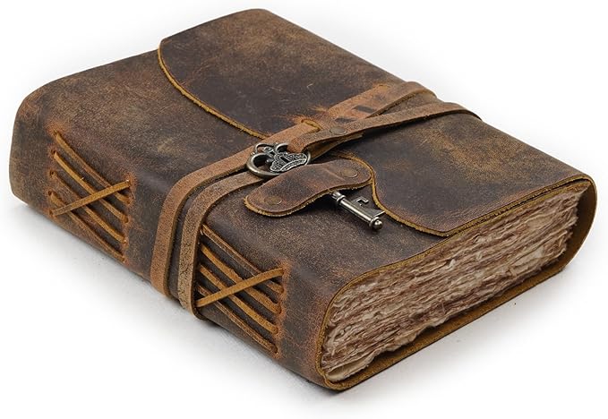 LEATHER VILLAGE Vintage Leather Journal – 200 Handmade Vintage Deckle Edge by LeatherVillage